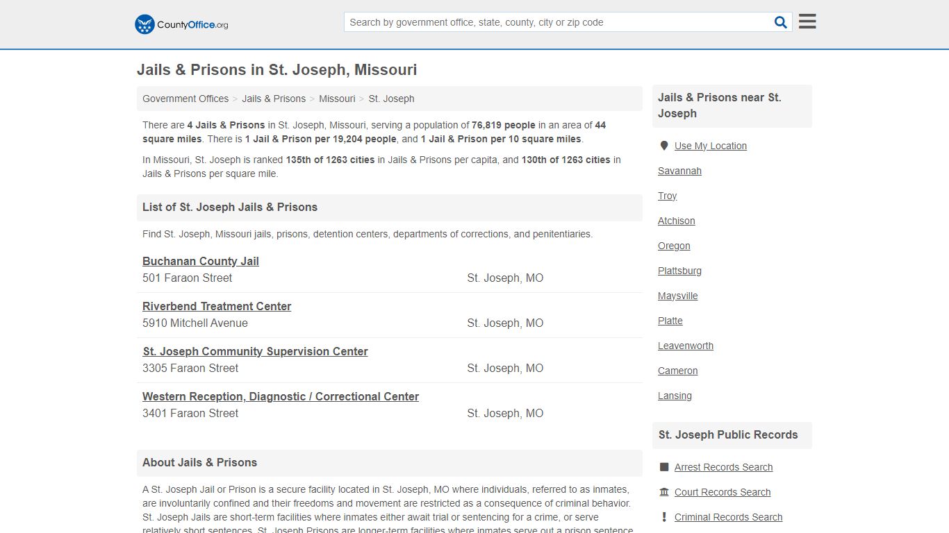 Jails & Prisons - St. Joseph, MO (Inmate Rosters & Records) - County Office